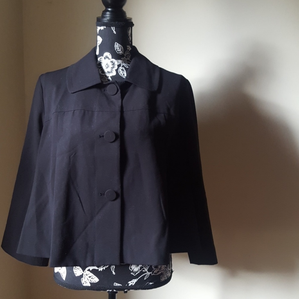 💙George Black Cropped Cape Jacket with Sleeves